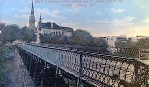 Postcard showing Lawrence Street Bridge in Appleton, Wisconsin.