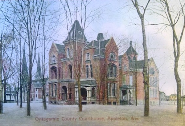 Postcard showing the Outagamie County Jail in Appleton, Wisconsin.