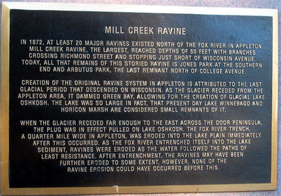 A Placque Located Near The Site of the Mill Creek Ravine